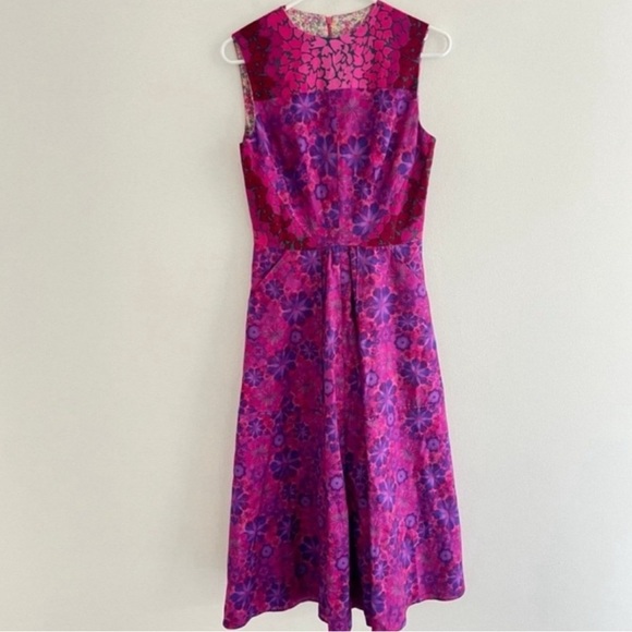 Vintage Dresses & Skirts - Vintage 90s Pink Purple Floral Midi A Line Dress Small